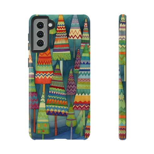 Knitted Christmas Trees - Impact Resistant Phone Case Samsung Galaxy S21 Plus Glossy